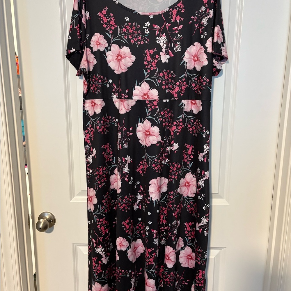 Floral Black and Pink Dress
